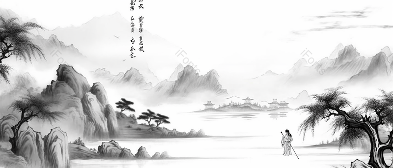 黑白背景高清版本中式山水风景古画摄影图,高清,摄影图,摄影图片,图片大全,摄影图免费下载